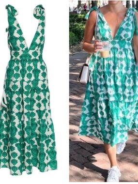 House of Harlow 1960 x Revolve Freya Dress in green and white vintage EUC Size M
